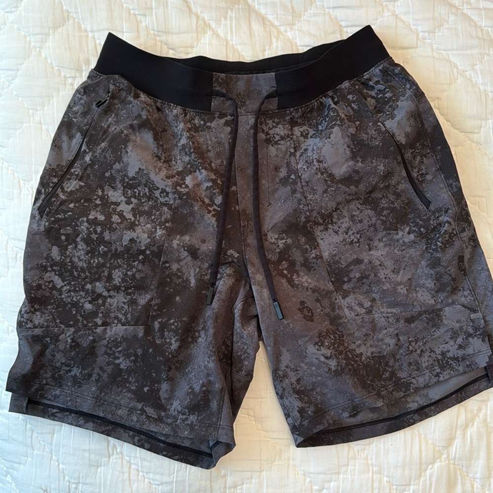 Men’s Lululemon unlined shorts size small black and gray